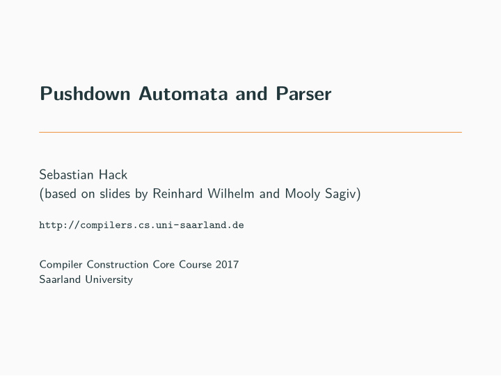 pushdown automata and parser