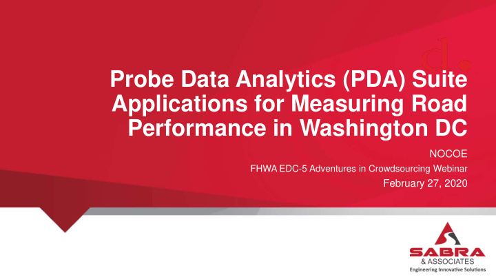 probe data analytics pda suite applications for measuring