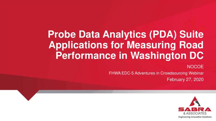 probe data analytics pda suite applications for measuring