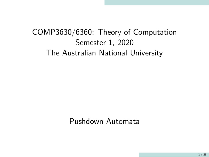 comp3630 6360 theory of computation semester 1 2020 the