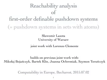 Reachability analysis  of  first-order definable pushdown systems  (= pushdown systems in sets with