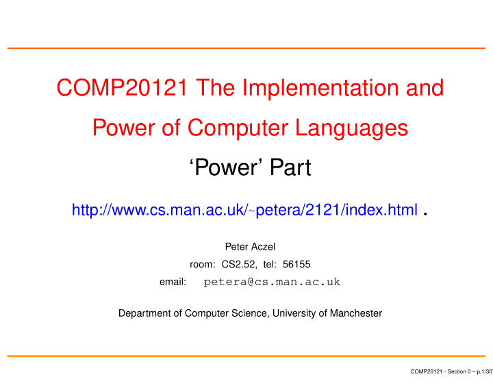 comp20121 the implementation and power of computer