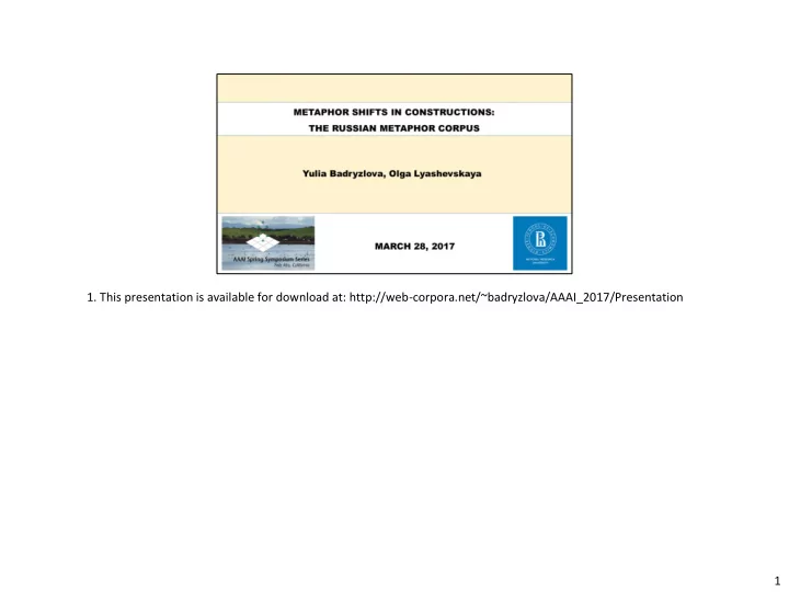 1 this presentation is available for download at http web