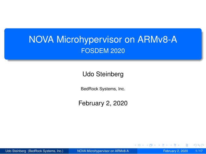 nova microhypervisor on armv8 a