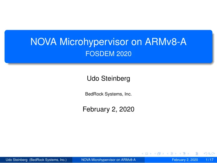 nova microhypervisor on armv8 a