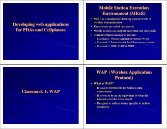 Mobile Station Execution  Mobile Station Execution  Environment (MExE  MExE)  )  Environment (
