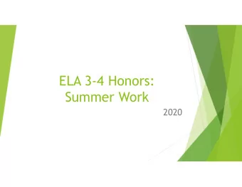 ELA 3-4 Honors:  Summer Work  2020  Contact Information:  Contact information:    Mr.