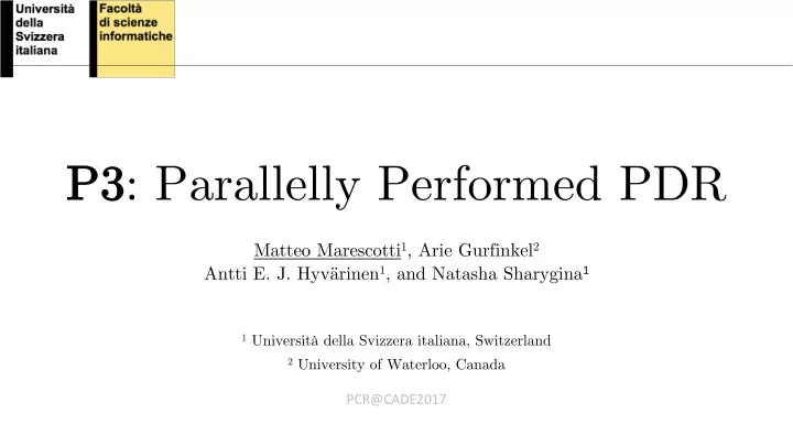p3 parallelly performed pdr
