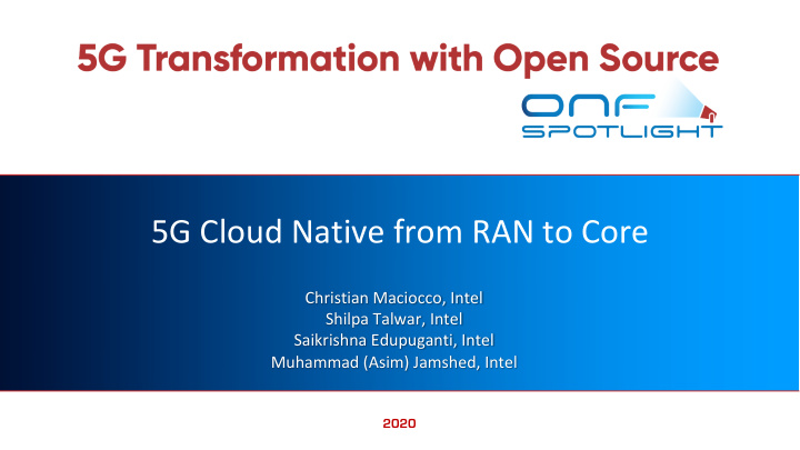 5g cloud native from ran to core