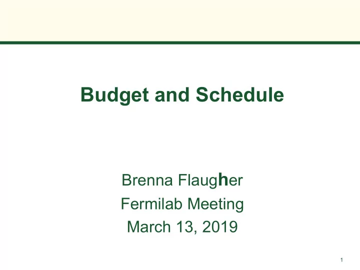budget and schedule