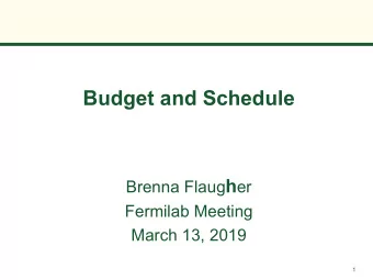Budget and Schedule Brenna Flaug h er  Fermilab Meeting  March 13, 2019  1  Notional DOE/NSF