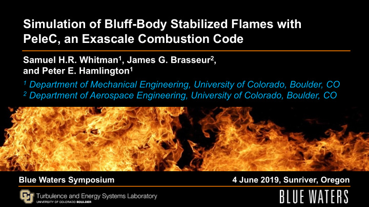 simulation of bluff body stabilized flames with pelec an