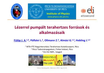 Lzerrel pumplt terahertzes forrsok s Lzerrel pumplt terahertzes forrsok s