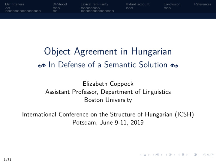 object agreement in hungarian