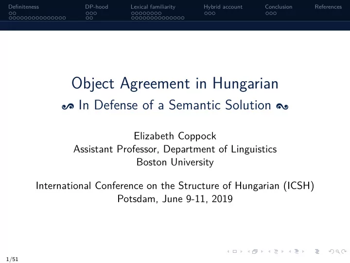 object agreement in hungarian
