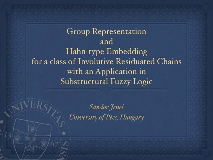 group representation and hahn type embedding for a class