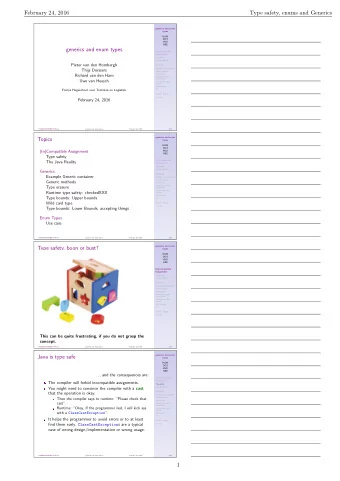 February 24, 2016  Type safety, enums and Generics  generics and enum  types  HOM  DOS  HVD  HEE