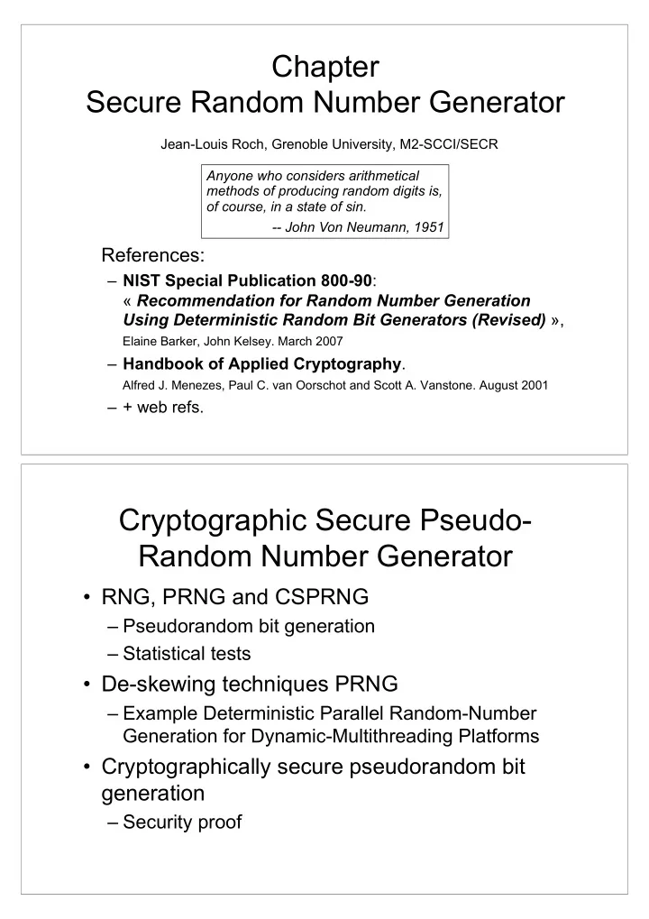 chapter secure random number generator jean louis roch
