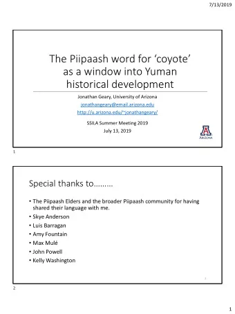 historical development  Jonathan Geary, University of Arizona  jonathangeary@email.arizona.edu