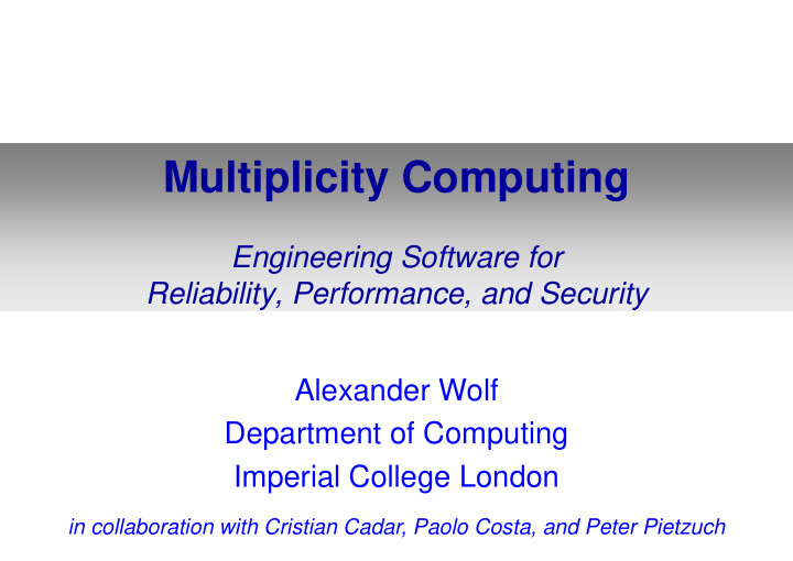 multiplicity computing