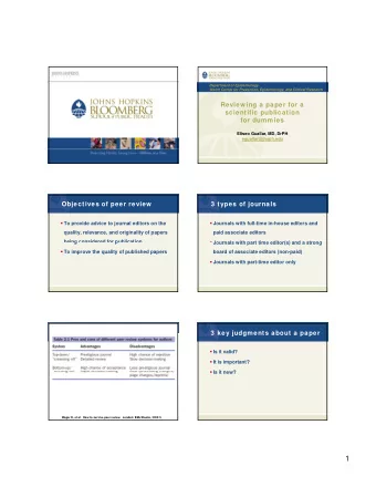 1  4 characteristics of peer  2 things to remember w hen  review ers  preparing a review