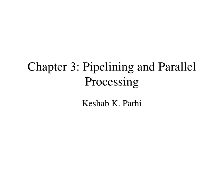 chapter 3 pipelining and parallel processing