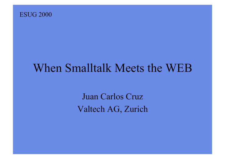 when smalltalk meets the web