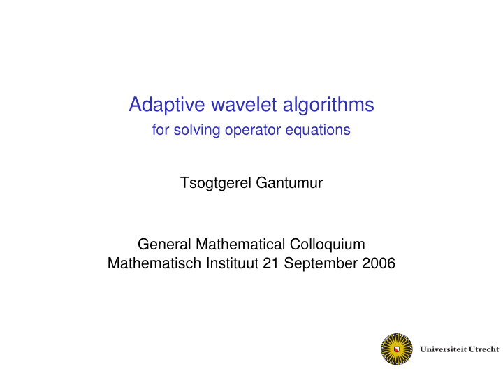 adaptive wavelet algorithms