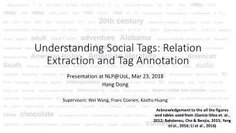 Understanding Social Tags: Relation  Extraction and Tag Annotation  Presentation at NLP@UoL, Mar