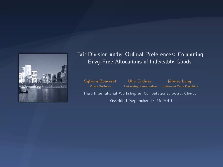 fair division under ordinal preferences computing envy