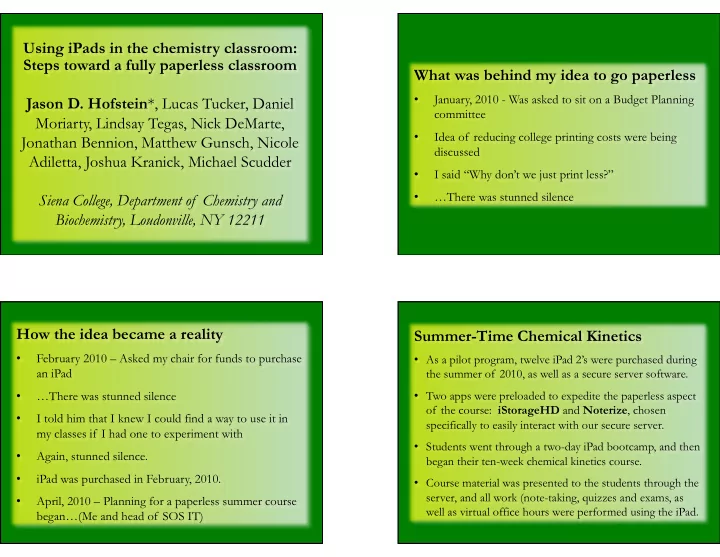 using ipads in the chemistry classroom steps toward a