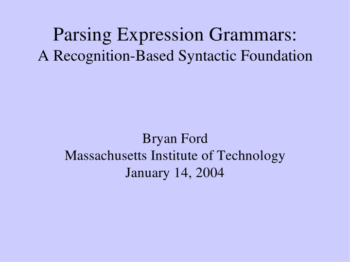 parsing expression grammars