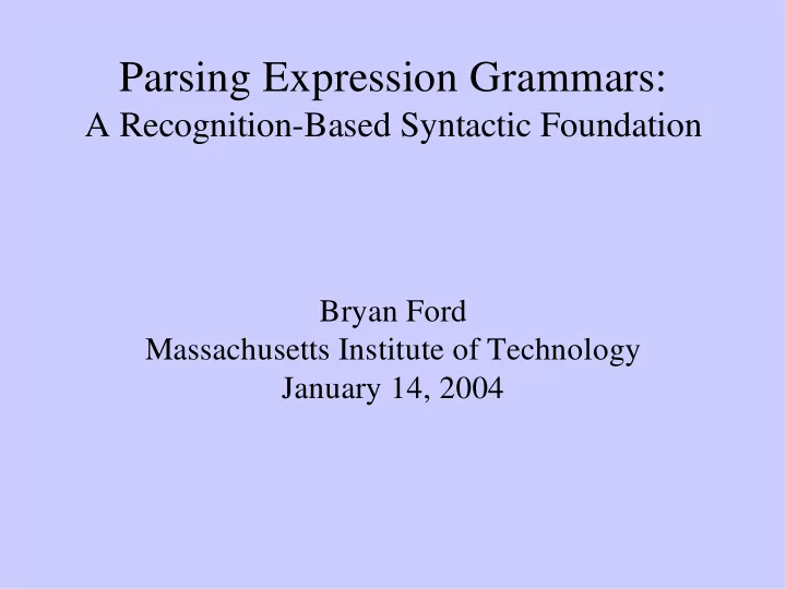 parsing expression grammars
