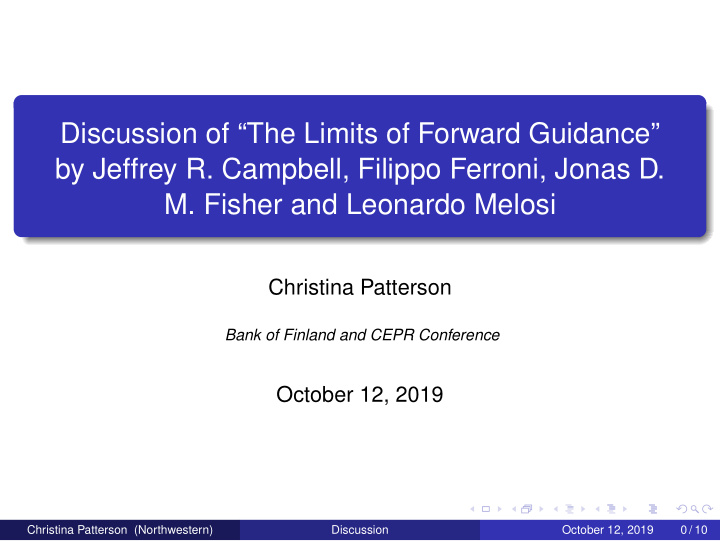 discussion of the limits of forward guidance by jeffrey r