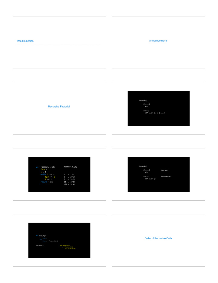 announcements tree recursion