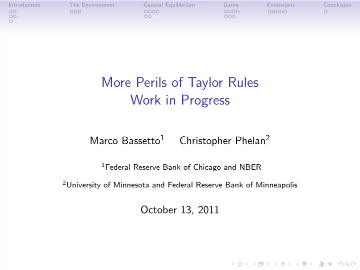 more perils of taylor rules work in progress