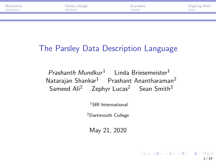 the parsley data description language