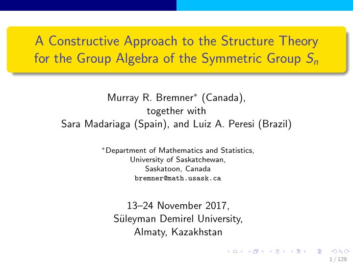 a constructive approach to the structure theory