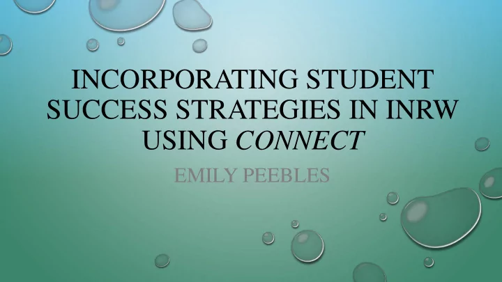 success strategies in inrw