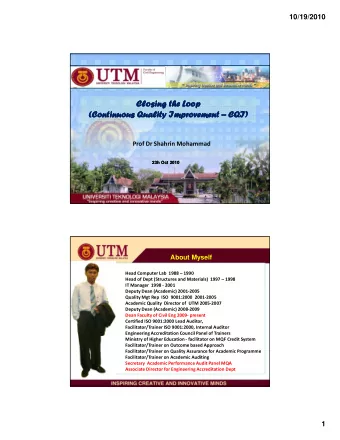 Closing the Loop  Closing the Loop  Closing the Loop  Closing the Loop  Closing the Loop  Closing