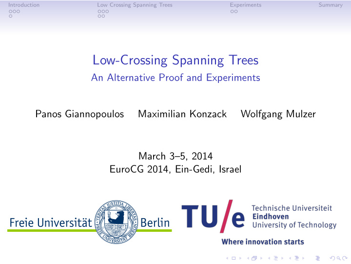 low crossing spanning trees