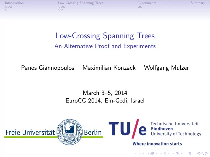 low crossing spanning trees