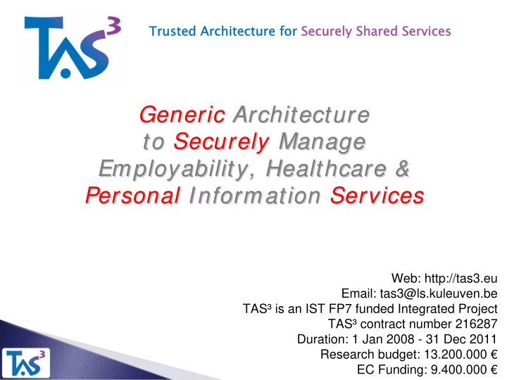 generic architecture architecture generic to securely