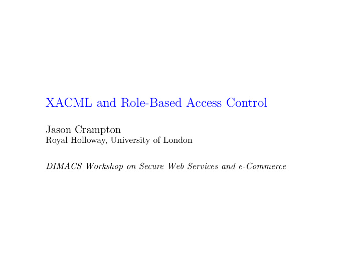 xacml and role based access control