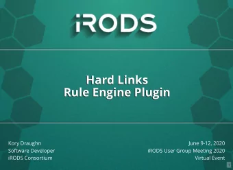 Hard Links  Hard Links  Rule Engine Plugin  Rule Engine Plugin  Kory Draughn  June 9-12, 2020