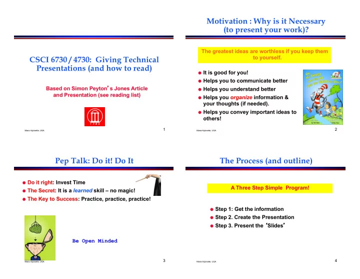 motivation why is it necessary to present your work