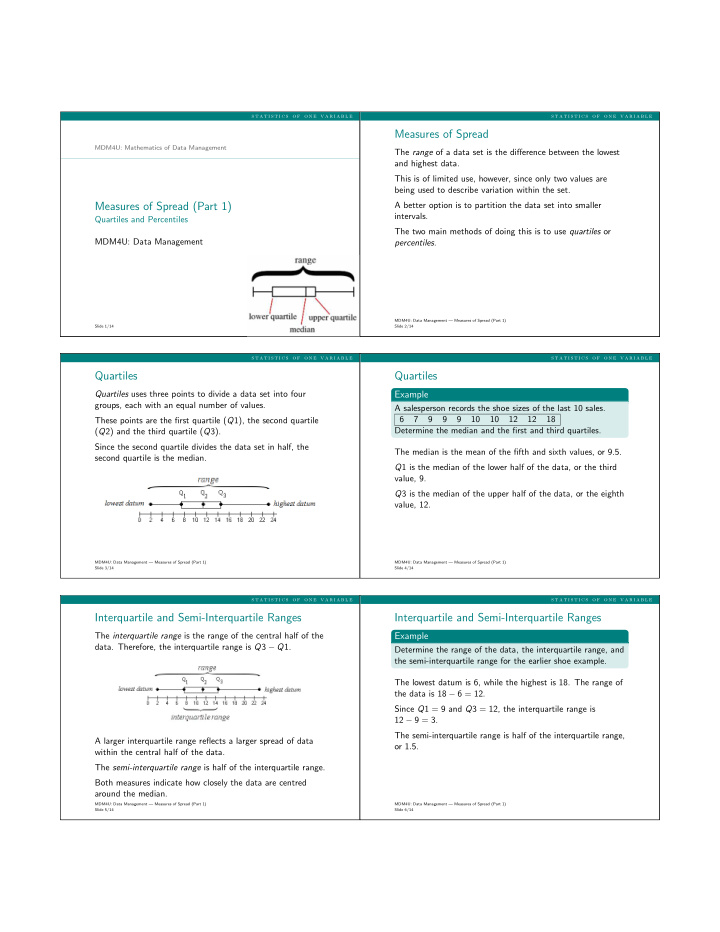 measures of spread