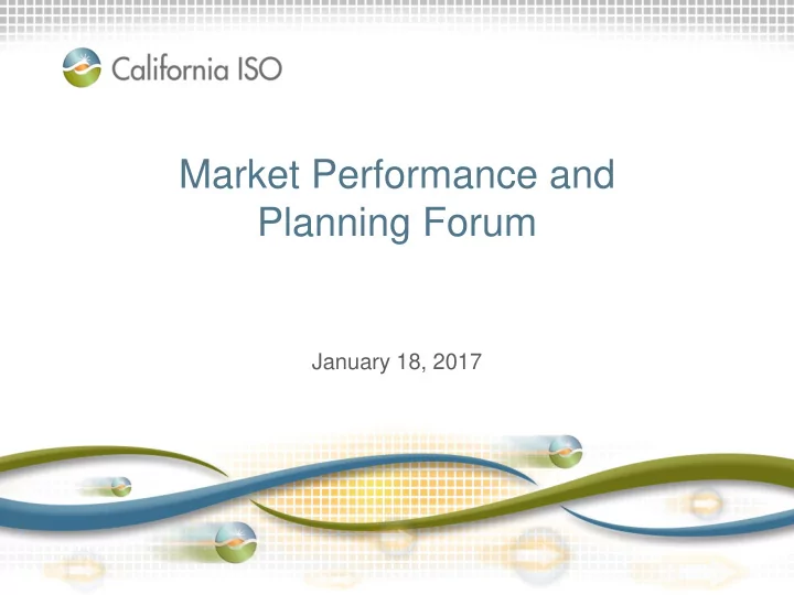 market performance and planning forum