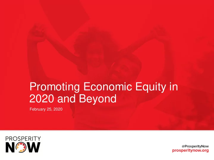 promoting economic equity in 2020 and beyond