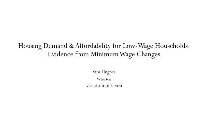 housing demand affordability for low wage households